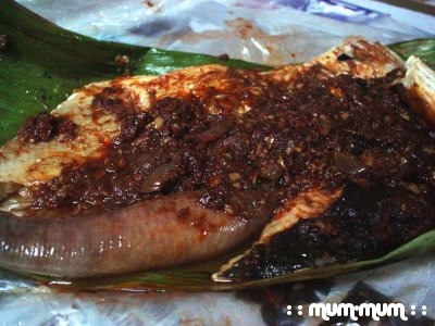 Panggang (barbeque) Sting Ray on Banana Leaf